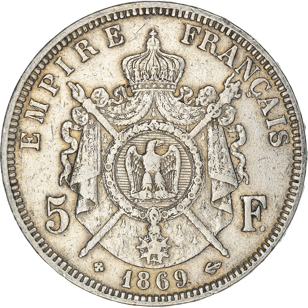 Coin, France, Napoleon III, 5 Francs, 1869, Strasbourg, VF(30-35), Silver