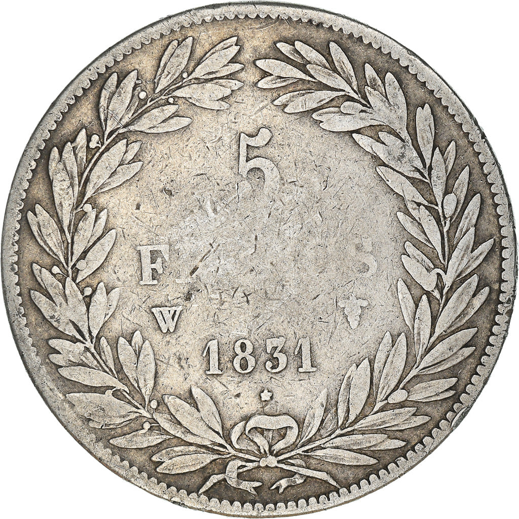Moneta, Francia, Louis-Philippe, 5 Francs, 1831, Lille, MB, Argento, KM:735.13