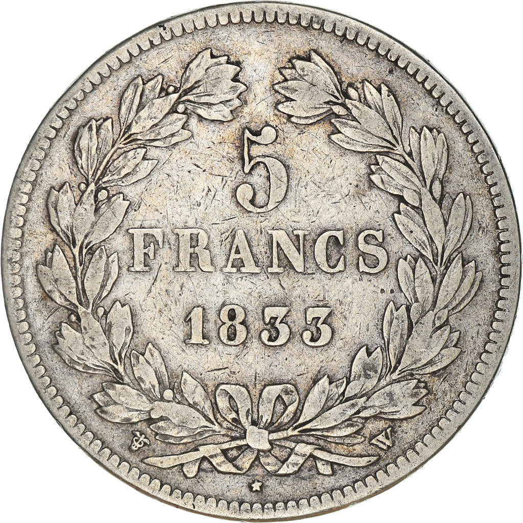 Monnaie, France, Louis-Philippe, 5 Francs, 1833, Lille, TB, Argent, Gadoury:678