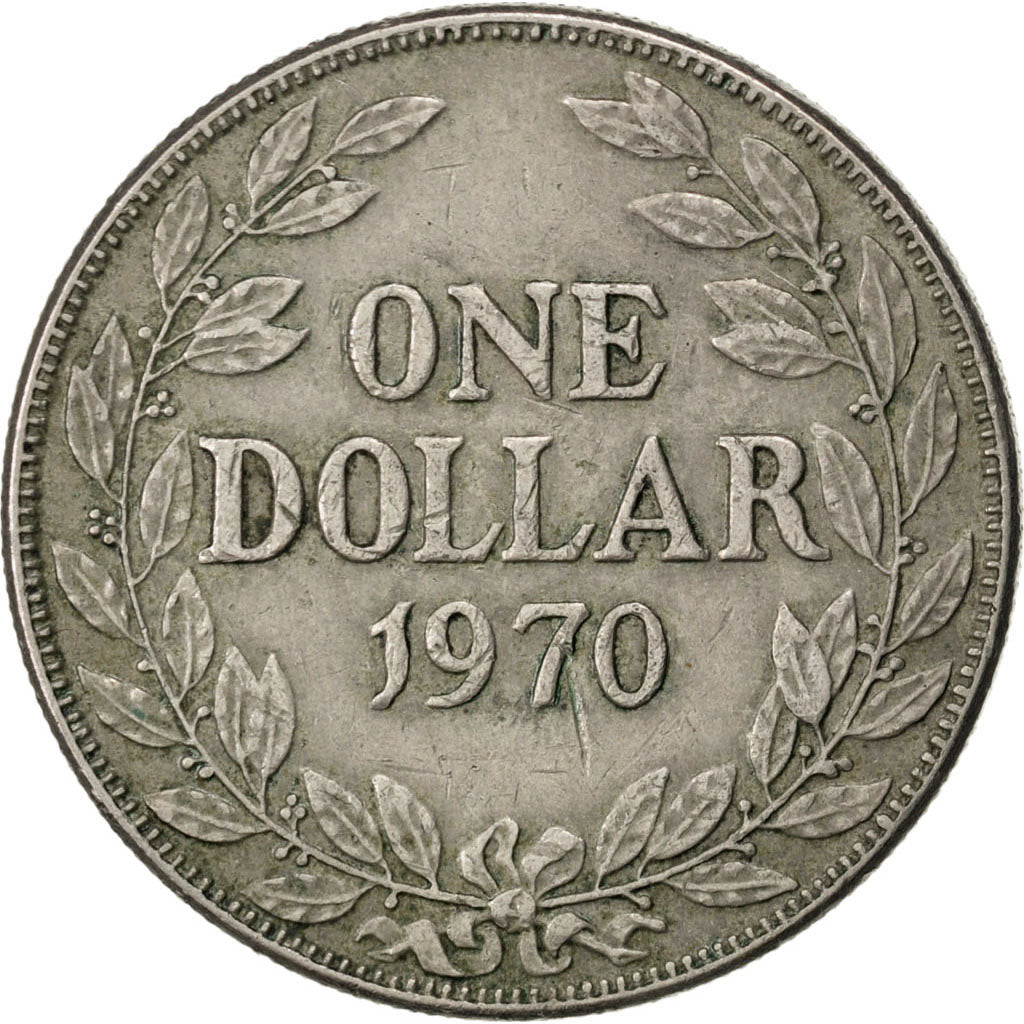 LIBERIA, Dollar, 1970, KM #18a.2, VF(30-35), Copper-Nickel, 34, 20.69