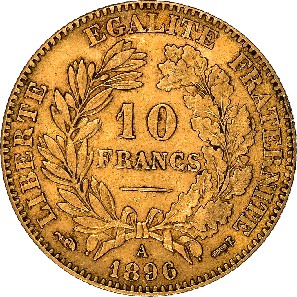 Coin, France, Cérès, 10 Francs, 1896, Paris, EF(40-45), Gold, KM:830