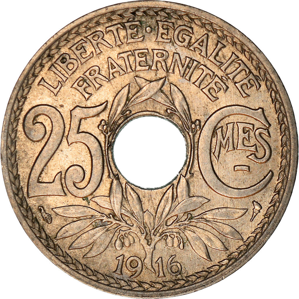 Münze, Frankreich, Lindauer, 25 Centimes, 1916, SS, Nickel, KM:867, Gadoury:379