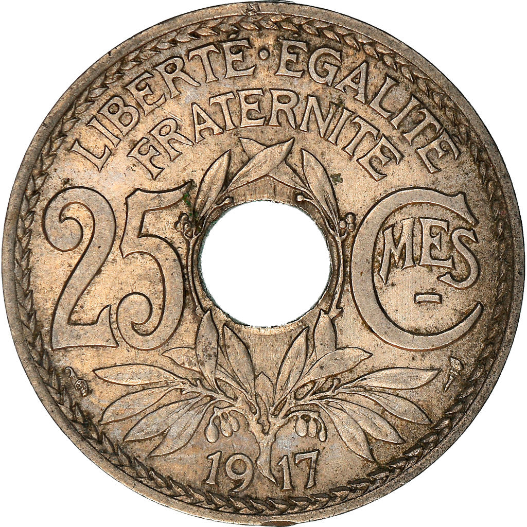Moeda, França, Lindauer, 25 Centimes, 1917, EF(40-45), Níquel, KM:867
