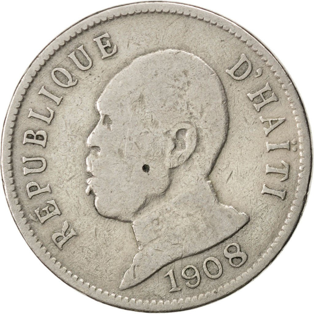 Haiti, 50 Centimes, 1908, MB+, Rame-nichel, KM:56