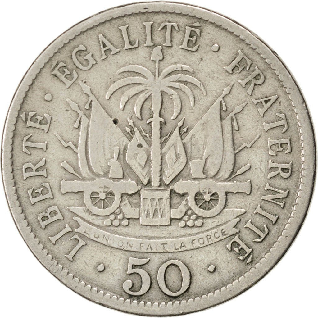 Haiti, 50 Centimes, 1908, MB+, Rame-nichel, KM:56