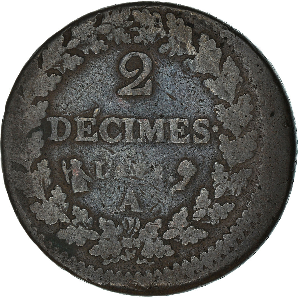Coin, France, Dupré, 2 Décimes, AN 4, Paris, VF(20-25), Bronze, KM:638.1