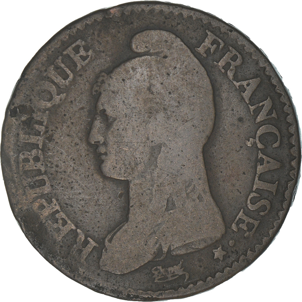 Moeda, França, Dupré, 2 Décimes, AN 5, Paris, VF(20-25), Bronze, KM:638.1