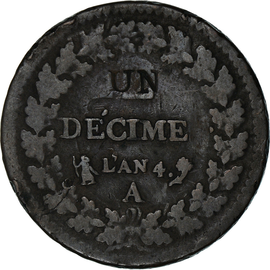 Coin, France, Dupré, Decime, AN 4, Paris, Modification du 2 décimes