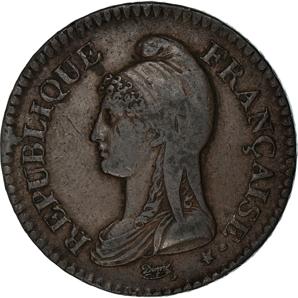 Coin, France, Decime, AN 7/5, Paris, Coq/Corne, EF(40-45), Bronze, Gadoury:187