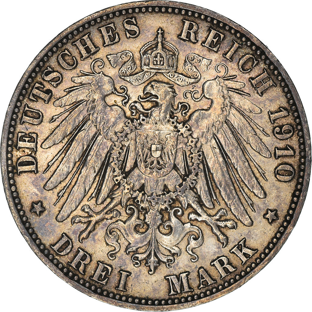 Coin, German States, SAXONY-ALBERTINE, Friedrich August III, 3 Mark, 1910