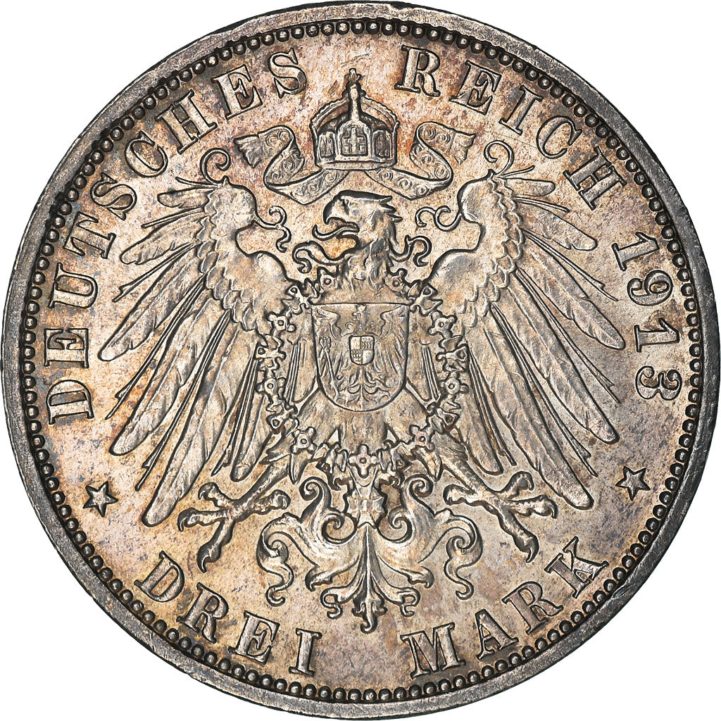 Coin, German States, SAXONY-ALBERTINE, Friedrich August III, 3 Mark, 1913