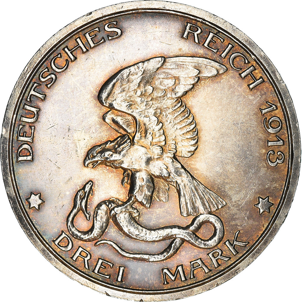 Coin, German States, PRUSSIA, Wilhelm II, 3 Mark, 1913, Berlin, MS(60-62)