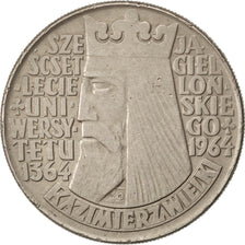 POLAND, 10 Zlotych, 1964, KM #52.1, EF(40-45), Copper-Nickel, 31, 12.88