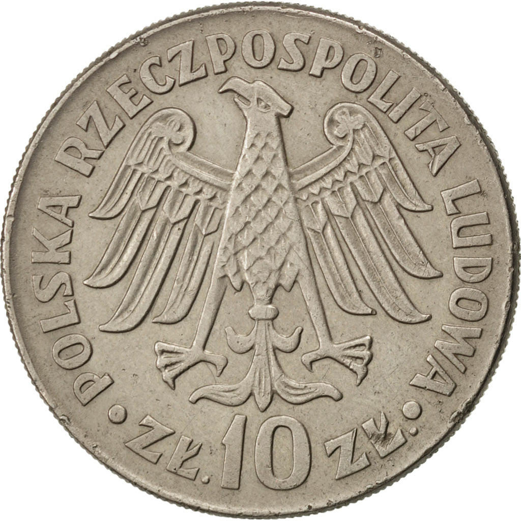 POLAND, 10 Zlotych, 1964, KM #52.1, EF(40-45), Copper-Nickel, 31, 12.88