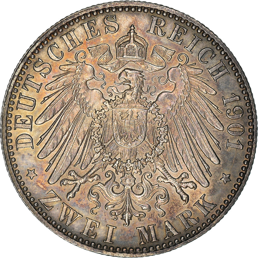 Coin, German States, PRUSSIA, Wilhelm II, 2 Mark, 1901, Berlin, MS(60-62)