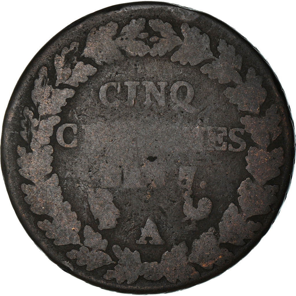 Coin, France, 5 Centimes, AN 7/5, Paris, F(12-15), Copper