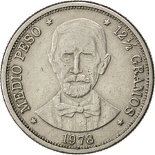 DOMINICAN REPUBLIC, 1/2 Peso, 1978, KM #52, EF(40-45), Copper-Nickel, 30.5,...