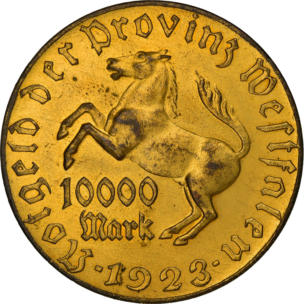 Moneta, Germania, Vom Stein, 10 000 Mark, 1923, BB, Bronzo-alluminio