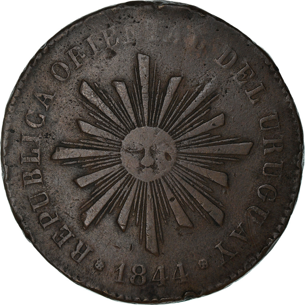 Moneta, Uruguay, 40 Centesimos, 1844, MB+, Rame, KM:3