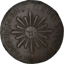 Moneta, Uruguay, 40 Centesimos, 1844, MB+, Rame, KM:3