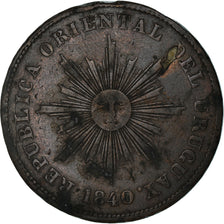 Coin, Uruguay, 20 Centesimos, 1840, VF(30-35), Copper, KM:2.1