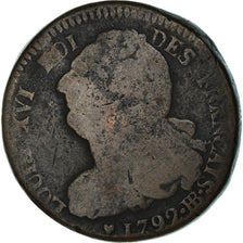 Moneda, Francia, 2 sols français, 2 Sols, 1792, Strasbourg, BC, Bronce, KM:612