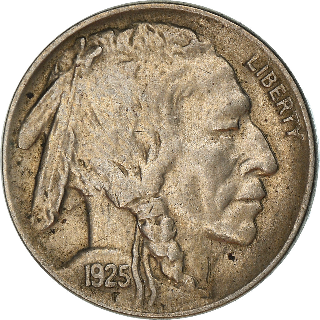 Coin, United States, Buffalo Nickel, 5 Cents, 1925, U.S. Mint, Philadelphia