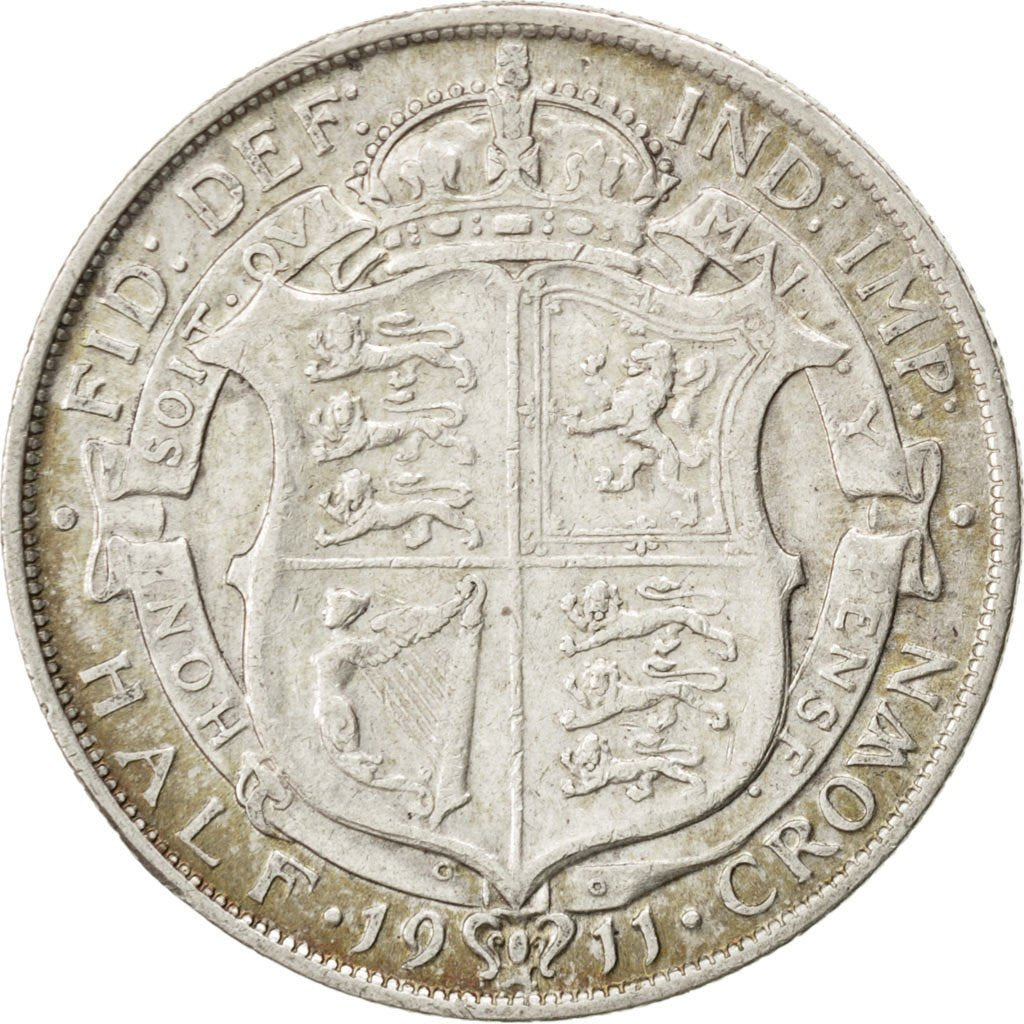 Great Britain, 1/2 Couronne, 1911, KM #818.1, EF(40-45), Silver, 32.3, 14.01