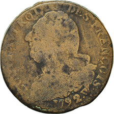 Coin, France, 2 sols françois, 2 Sols, 1792, Lille, F(12-15), Bronze