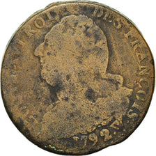 Moeda, França, 2 sols françois, 2 Sols, 1792, Lille, F(12-15), Bronze