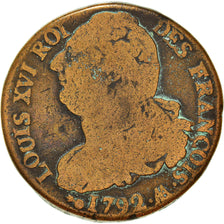 Moneta, Francia, 2 sols françois, 2 Sols, 1792, Metz, B+, Bronzo, KM:603.2