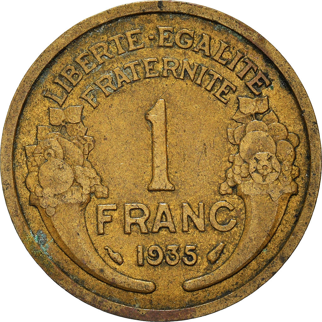 Moneda, Francia, Morlon, Franc, 1935, Paris, BC+, Aluminio - bronce, KM:885