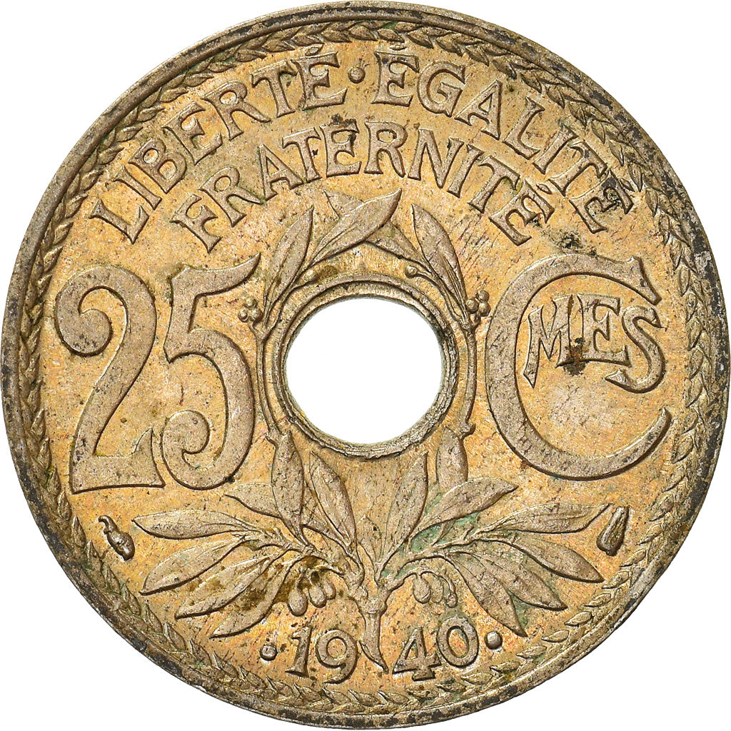 Munten, Frankrijk, Lindauer, 25 Centimes, 1940, PR, Nickel-Bronze, KM:867b
