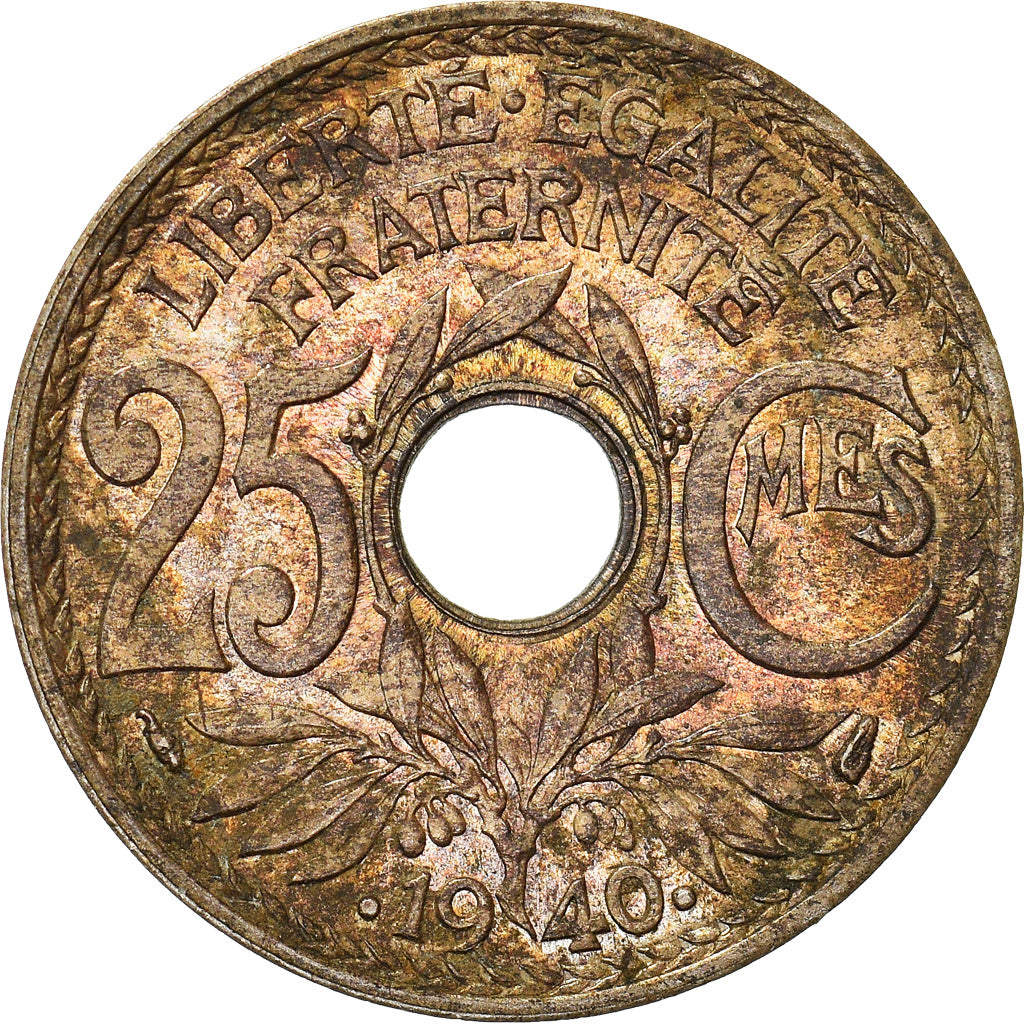 Münze, Frankreich, Lindauer, 25 Centimes, 1940, VZ, Nickel-Bronze, KM:867b