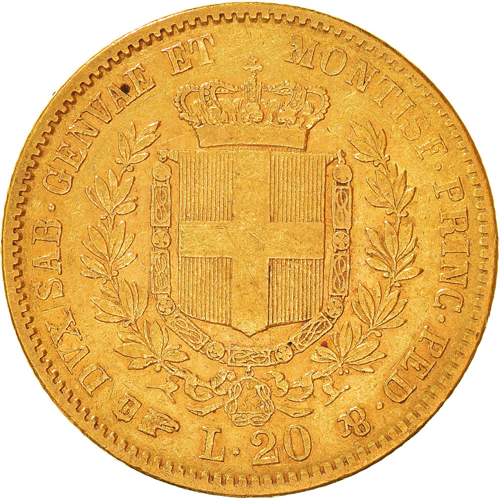 Moneta, STATI ITALIANI, SARDINIA, Vittorio Emanuele II, 20 Lire, 1851, Torino