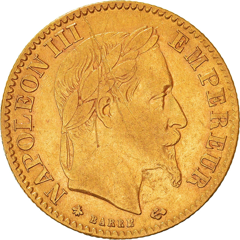 Moneta, Francia, Napoleon III, Napoléon III, 10 Francs, 1867, Paris, BB, Oro