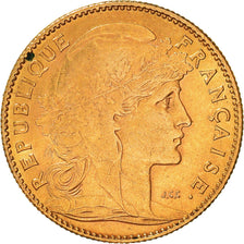 Moneda, Francia, Marianne, 10 Francs, 1909, Paris, MBC, Oro, KM:846