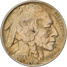 Coin, United States, Buffalo Nickel, 5 Cents, 1918, U.S. Mint, Philadelphia