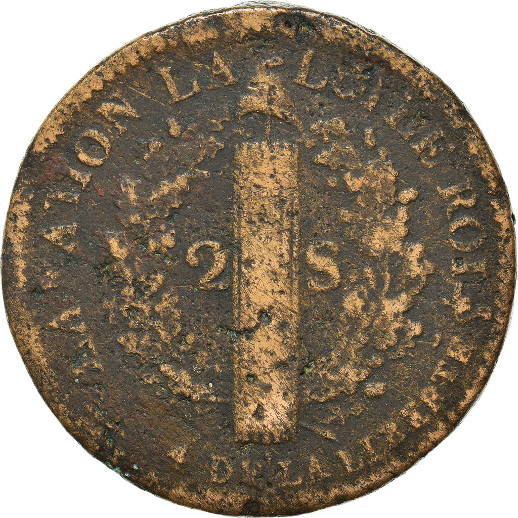Coin, France, 2 sols françois, 2 Sols, 1792, Marseille, F(12-15), Bronze