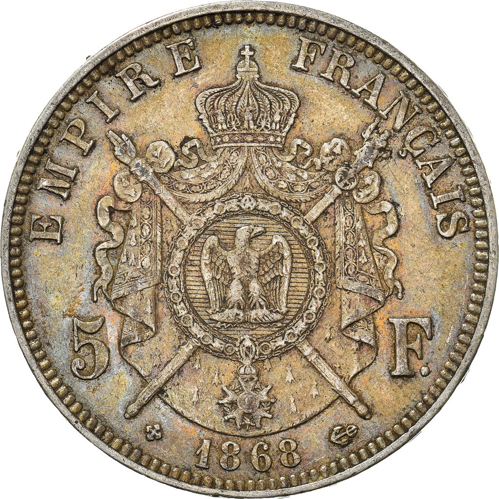 Coin, France, Napoléon III, 5 Francs, 1868, Strasbourg, EF(40-45), Silver