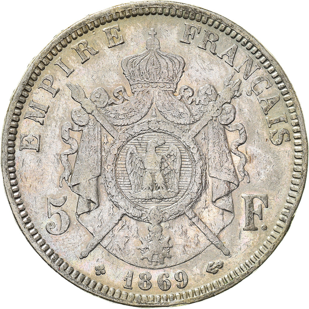 Coin, France, Napoleon III, 5 Francs, 1869, Strasbourg, VF(30-35), Silver