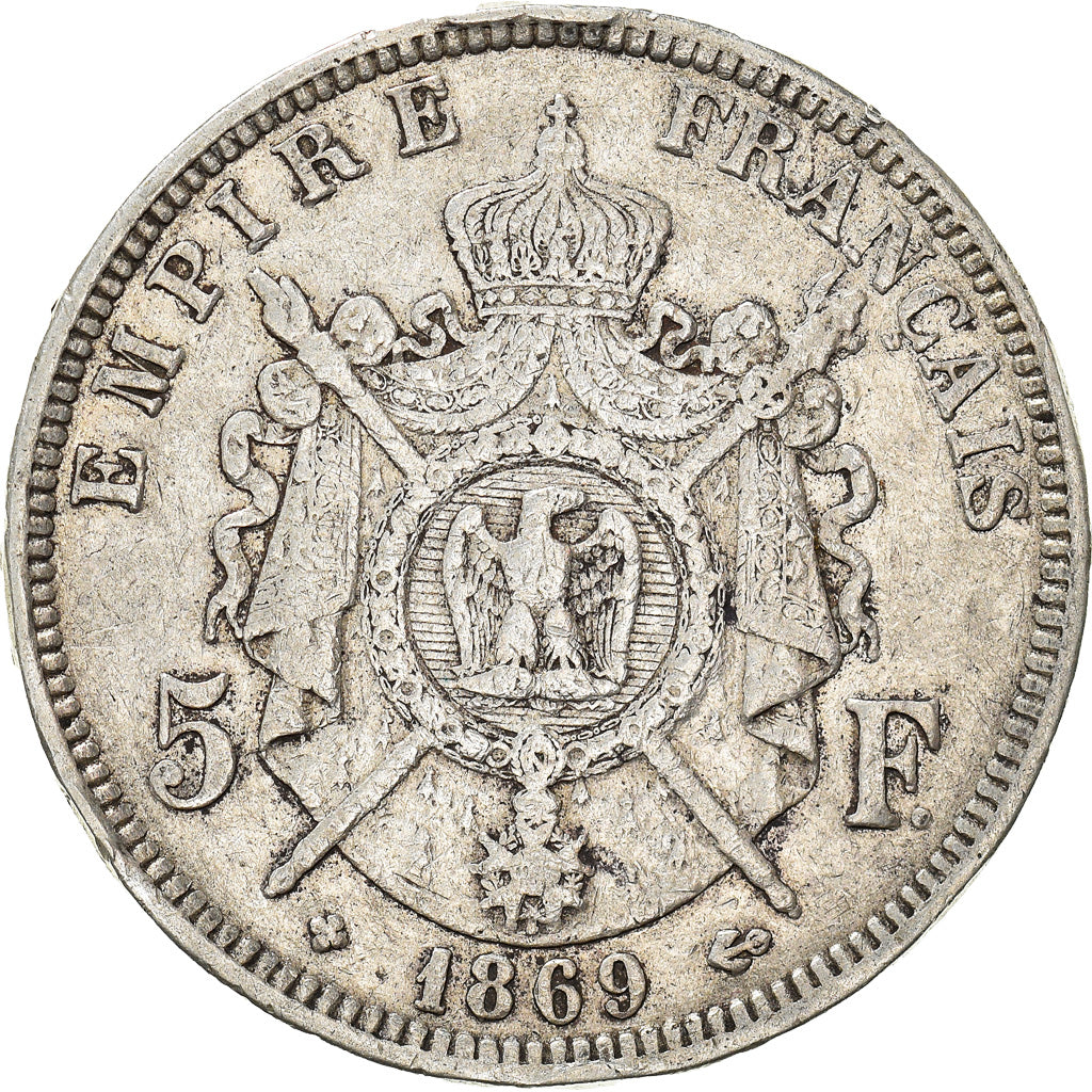 Coin, France, Napoleon III, 5 Francs, 1869, Strasbourg, VF(30-35), Silver