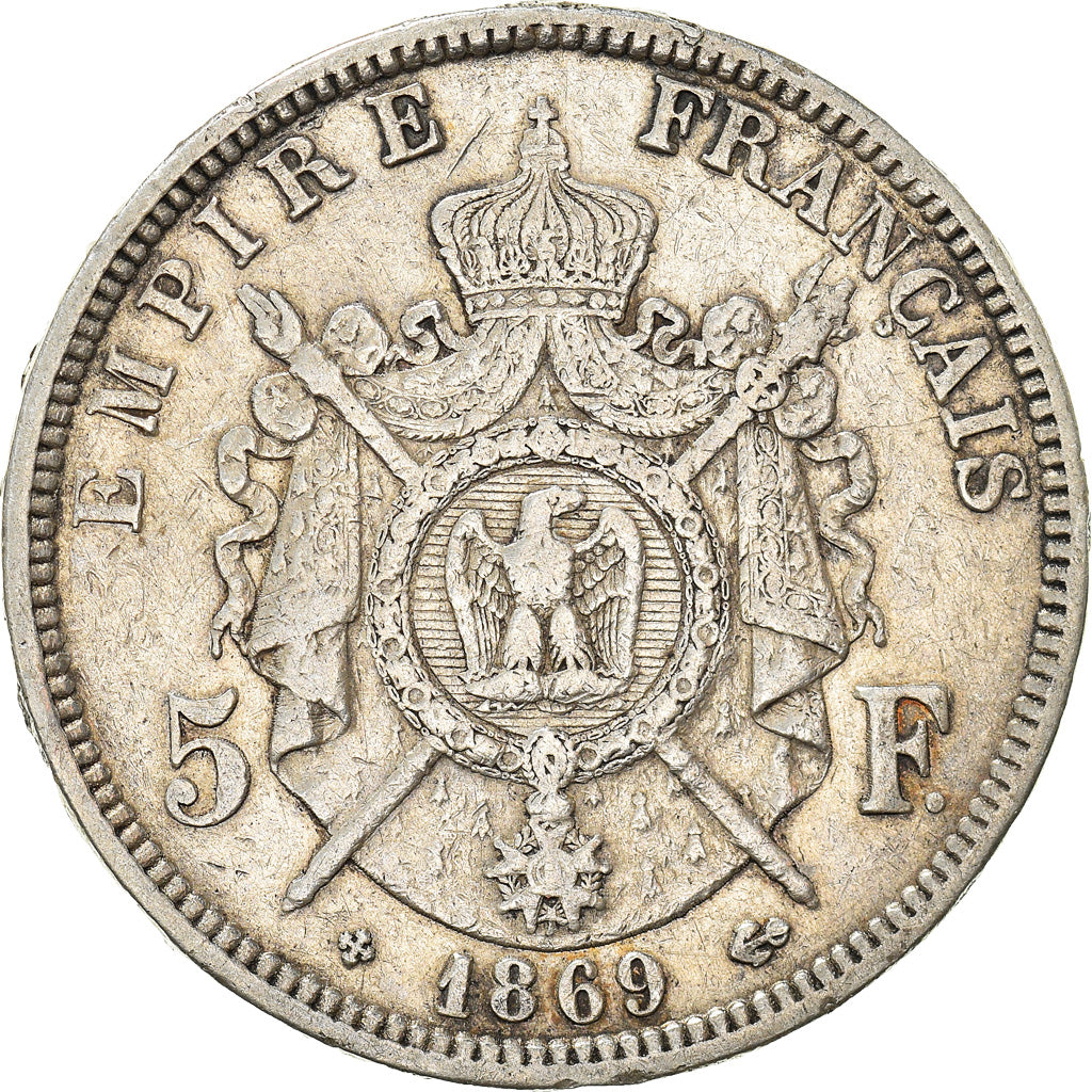 Coin, France, Napoléon III, 5 Francs, 1869, Strasbourg, EF(40-45), Silver