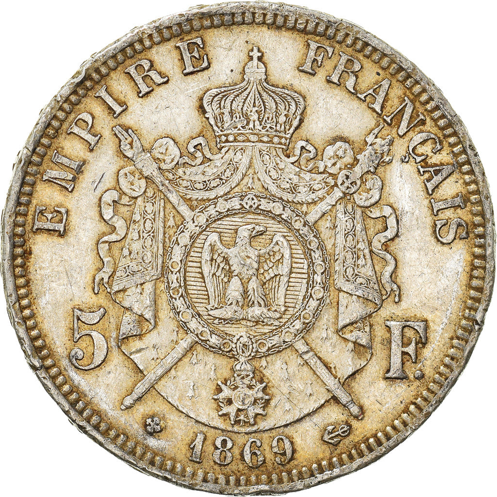 Coin, France, Napoléon III, 5 Francs, 1869, Strasbourg, EF(40-45), Silver