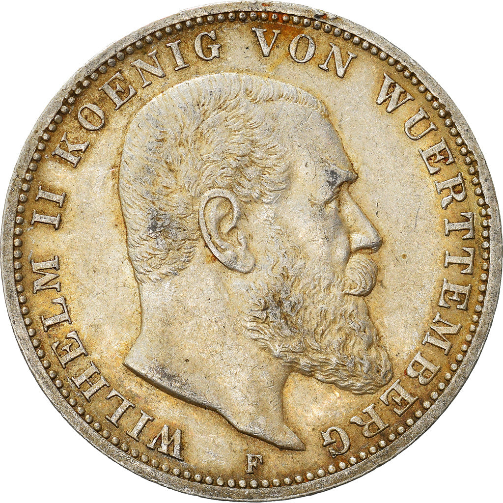 Monnaie, Etats allemands, WURTTEMBERG, Wilhelm II, 3 Mark, 1911, Freudenstadt