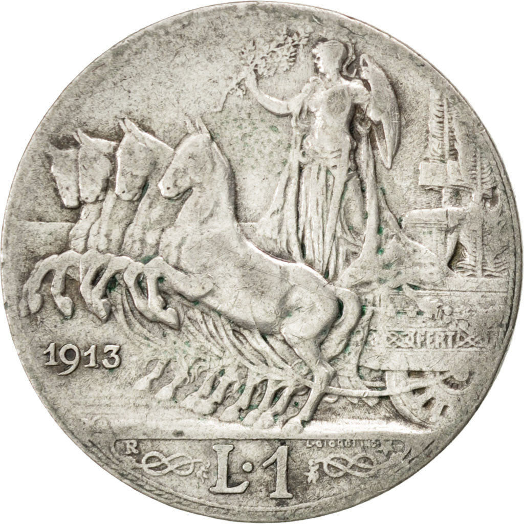 Coin, Italy, Vittorio Emanuele III, Lira, 1913, Rome, VF(30-35), Silver, KM:45