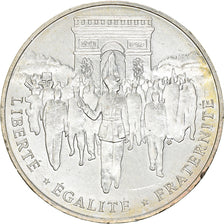 Moeda, França, Libération de Paris, 100 Francs, 1994, AU(50-53), Prata
