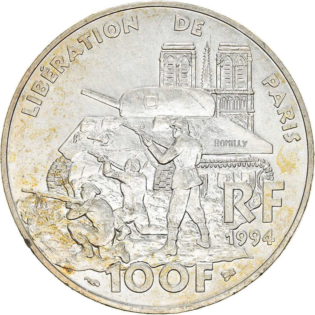 Coin, France, Libération de Paris, 100 Francs, 1994, AU(50-53), Silver