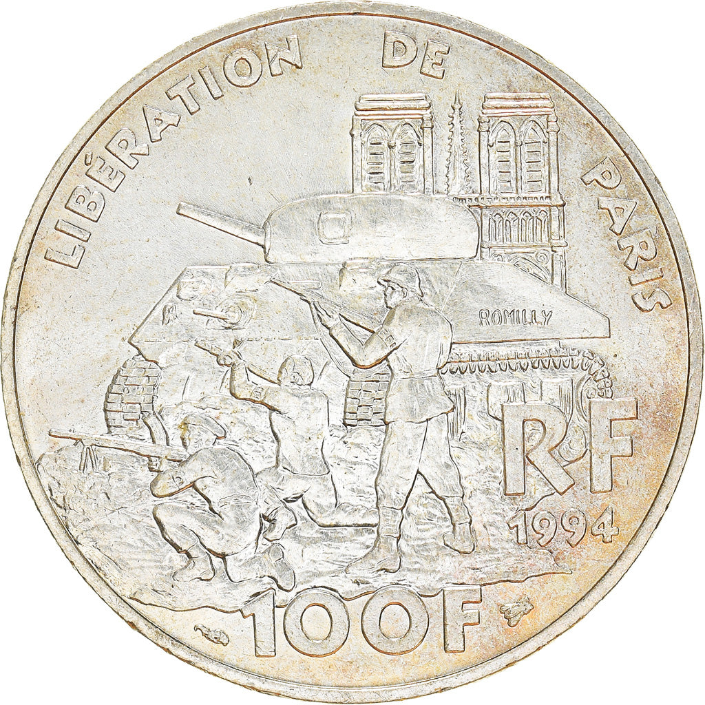 Coin, France, Libération de Paris, 100 Francs, 1994, AU(55-58), Silver