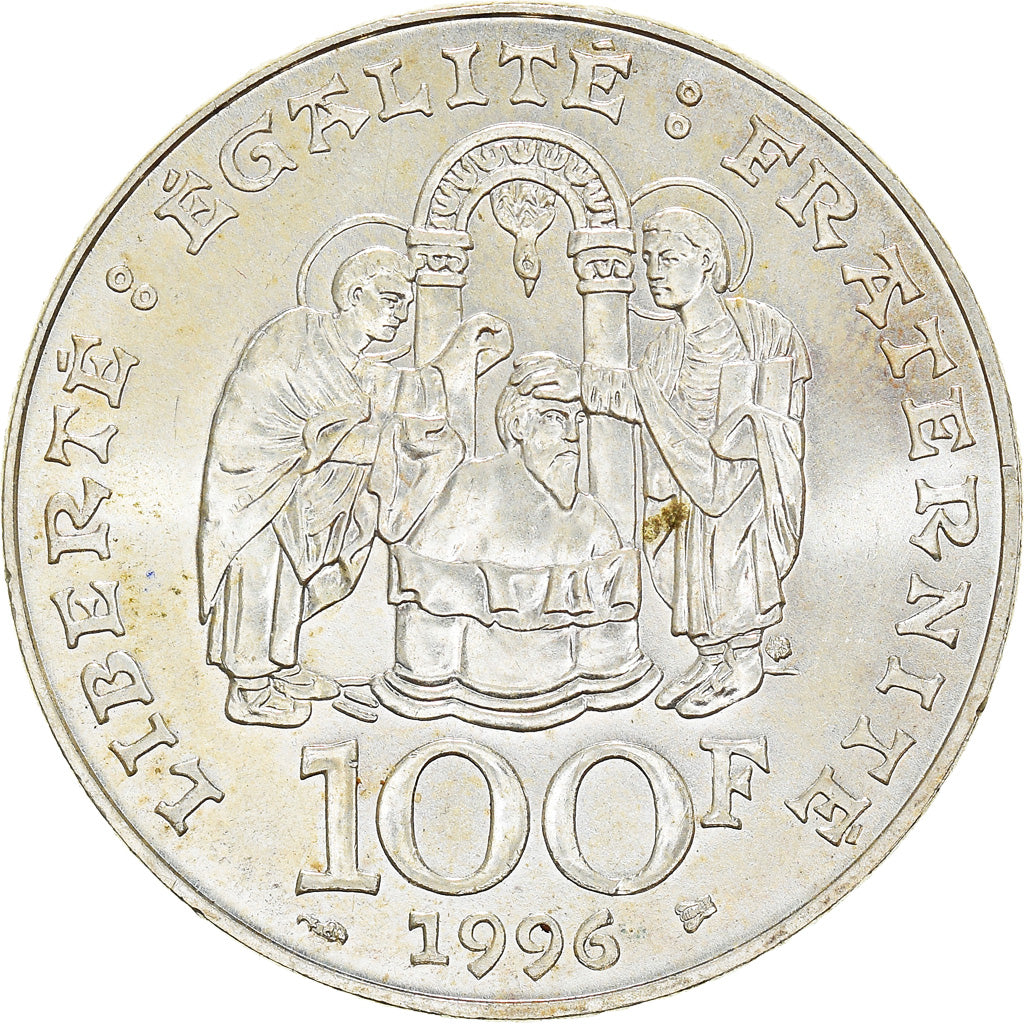 Coin, France, Clovis, 100 Francs, 1996, MS(60-62), Silver, KM:1180, Gadoury:953